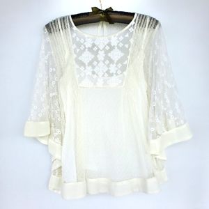 Zara Basic Sheer Beige Top (Size M)